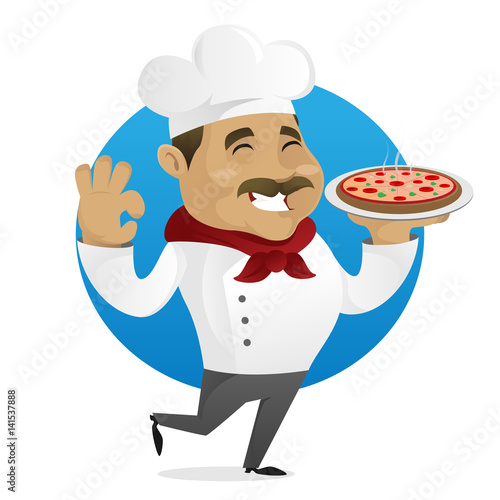 Chef serving pizza