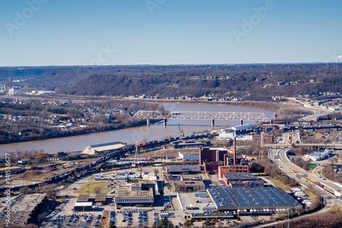 View of the Ohio River from the Carew Tower observation deck in downtown Cincinnati