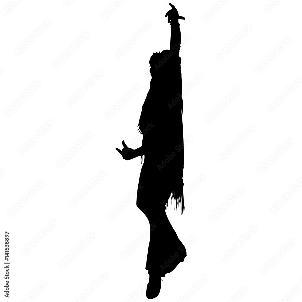One black silhouette of female flamenco dancer One black silhouette of female flamenco dancer