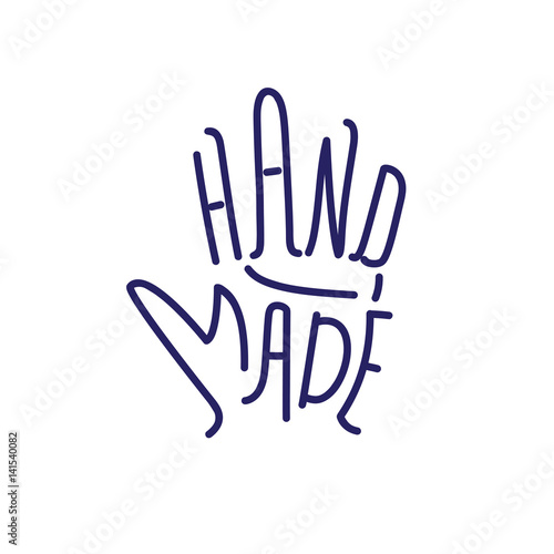 Hand made. Vector icon. Flat sign. Hand lettering.