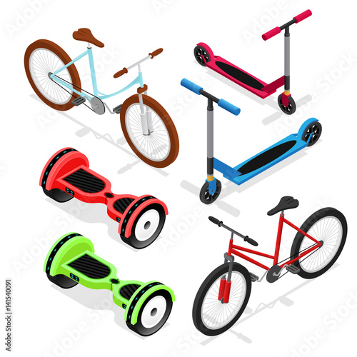 Bike Set Isometric View. Vector