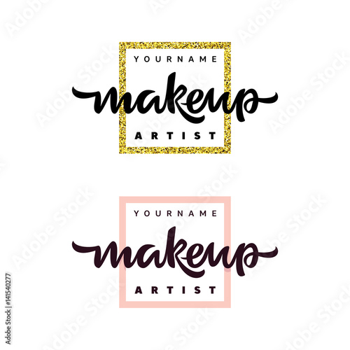 Makeup artist fashion logo. Lettering illustration.