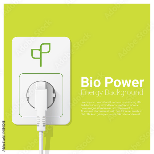 Green energy concept background with bio power and electric plug , vector , illustration