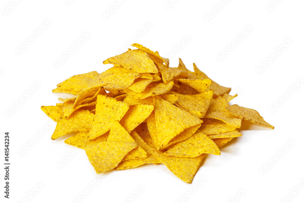 corn nachos on white background corn nachos on white background