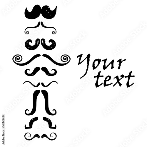 Hand drawn mustache set. vector, mustache, style photo