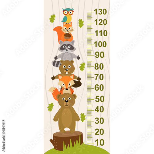 growth measure with forest animal - vector illustration, eps

