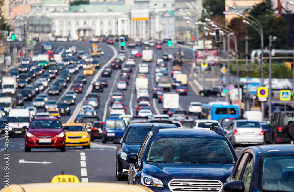 Traffic on the city highway Traffic on the city highway
