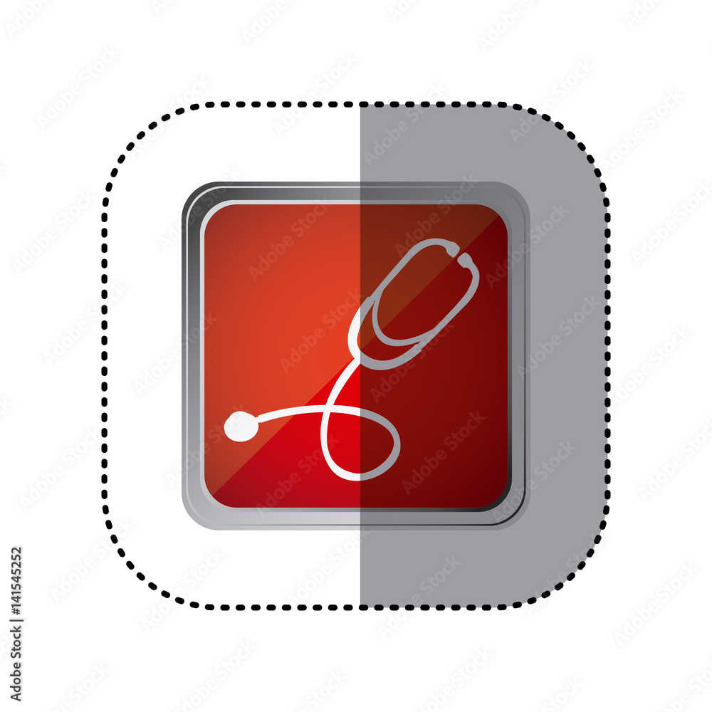 red emblem stethoscope instrument icon, vector illustration design
