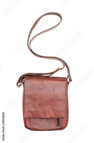 Leather handbag isolated on white background
