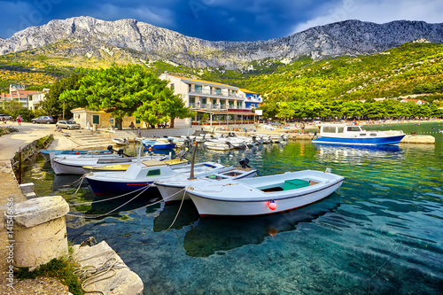 Beautiful scene of boats lying in the harbor of Drvenik, Croatia