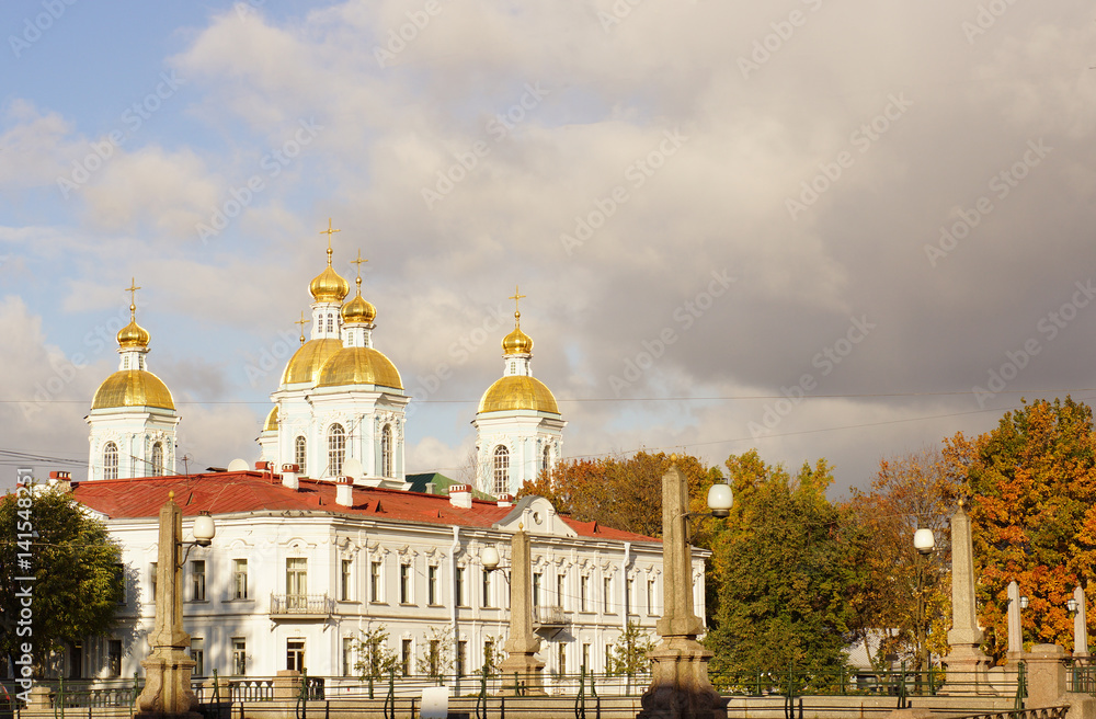 Nicholas-Epiphany Naval Cathedral in St. Petersburg on the Griboedov Canal