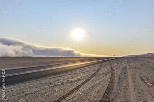 dirt road in Namibia at evening time