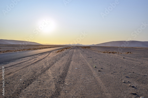 dirt road in Namibia at evening time