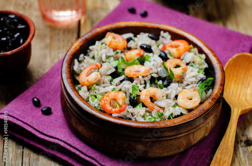 Black beans cilantro shrimp lime rice