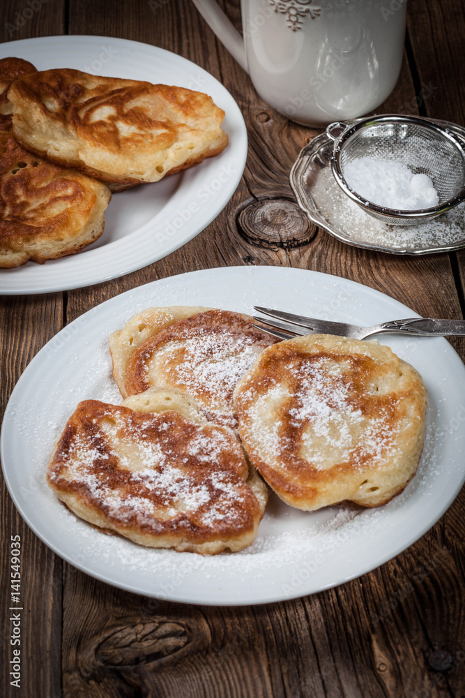 Polish pancakes with powdered sugar. Polish pancakes with powdered sugar.