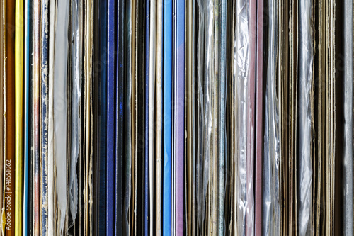 Slika na platnu Collection of vinyl records in its covers