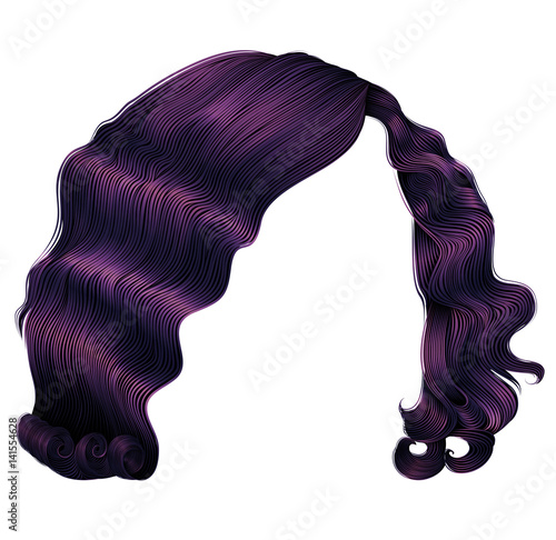 trendy woman  hairs dark   purple  colors .
  fashion beauty retro style . realistic  3d .
 