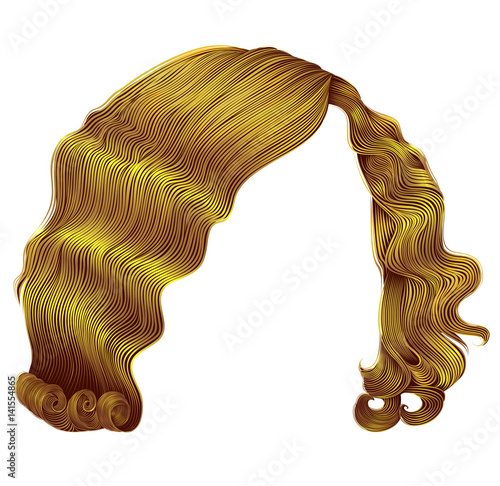 trendy woman hairs  kare bright yellow color . beauty fashion .
 retro style curls . realistic 3d .
