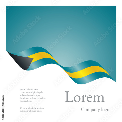 New brochure abstract design modular pattern of wavy flag ribbon of Bahamas