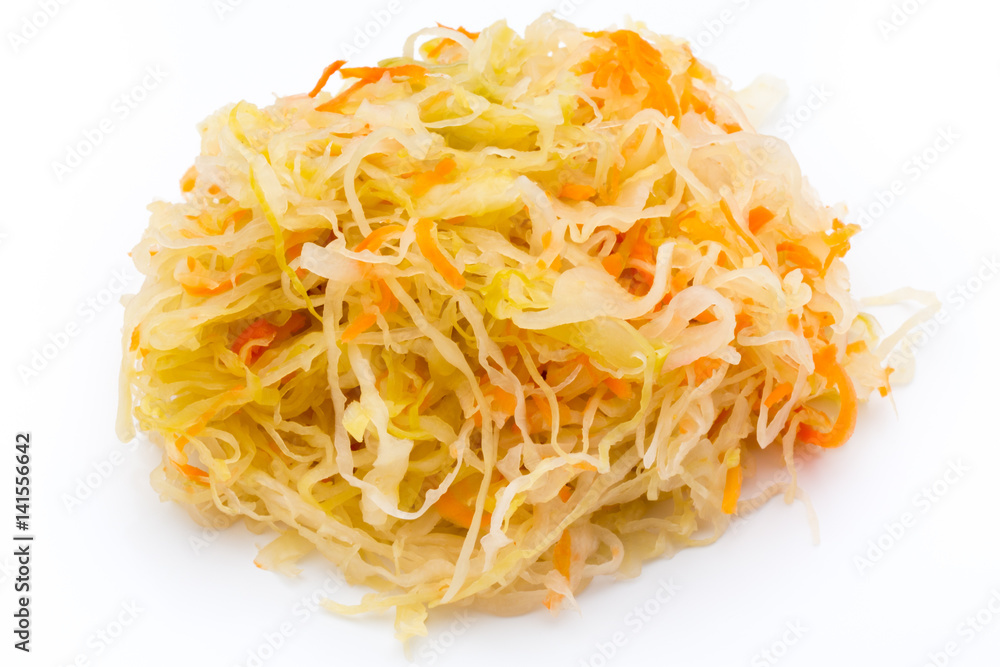 Heap of sauerkraut on white background. Heap of sauerkraut on white background.
