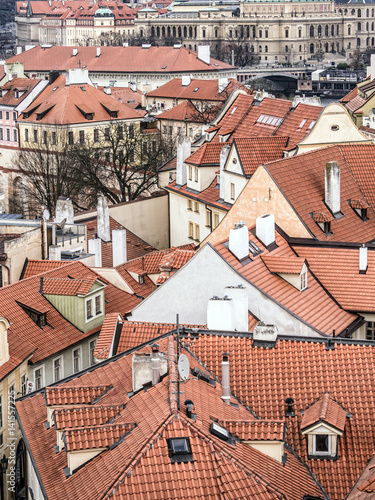Roofs of townhouses in Mala Strana district in Prague