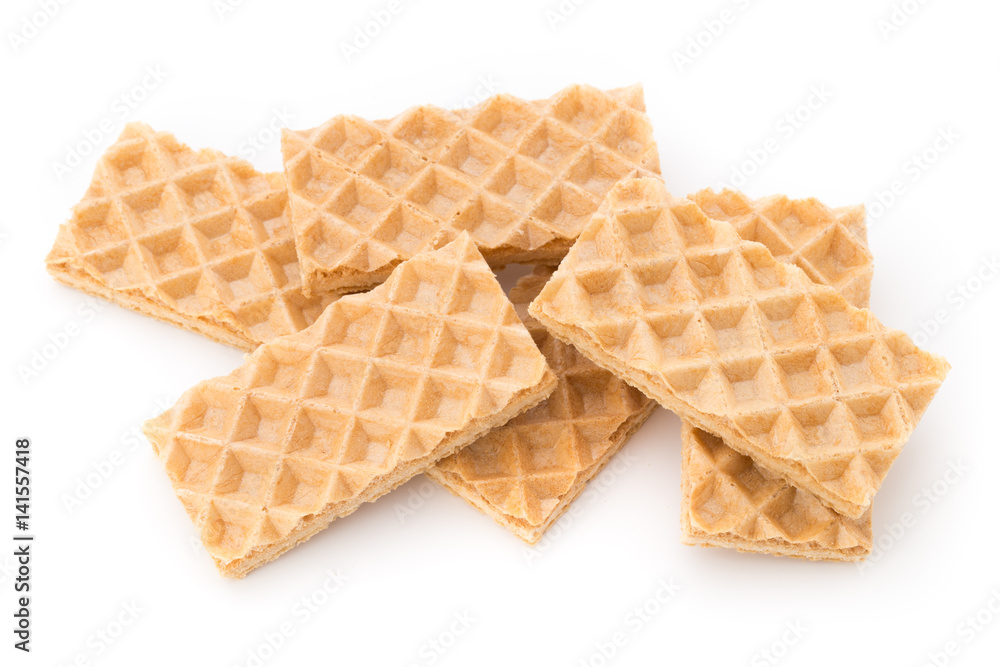 Waffle with crem isolated on white background. Waffle with crem isolated on white background.