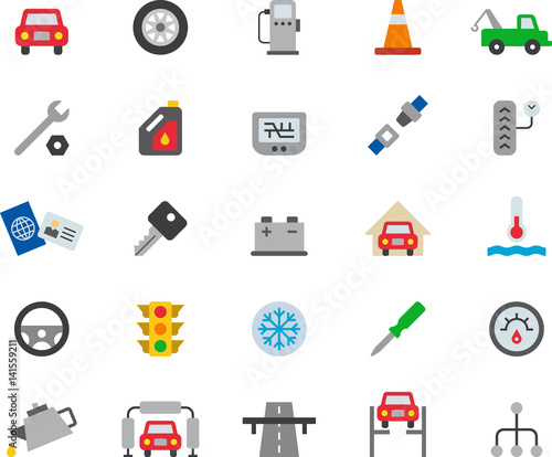 CAR REPAIR SHOP & GARAGE colored flat icons pack