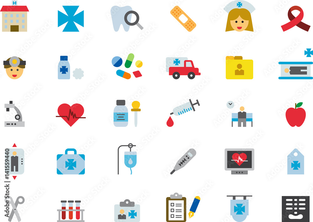 HOSPITAL & MEDICAL colored flat icons pack