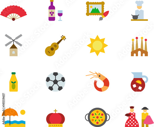 SPAIN colored flat icons pack
