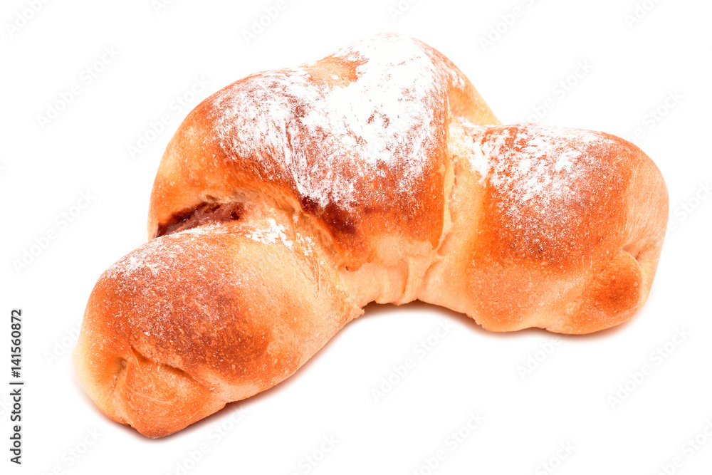 Croissant with jam isolated on white background Croissant with jam isolated on white background