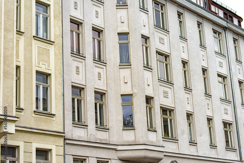 Fototapeta premium Facade of a timbered house in a district of Leipzig