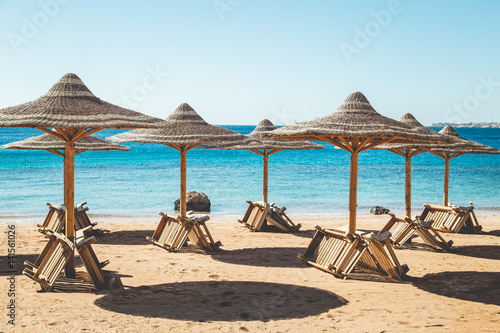 Beach without people. Closed beach. Swimming is prohibited