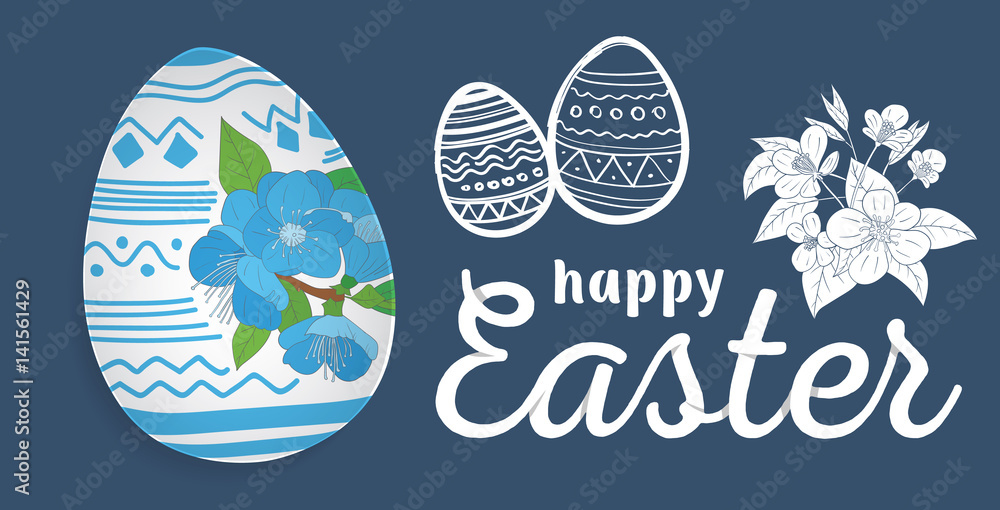 Happy Easter. Easter Eggs and Bunny Ears Vector. For flyers, invitation, posters, brochure, banners. Happy Easter. Easter Eggs and Bunny Ears Vector. For flyers, invitation, posters, brochure, banners.
