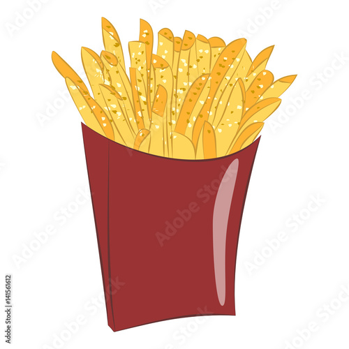 Sweet potato fries in paper box.
