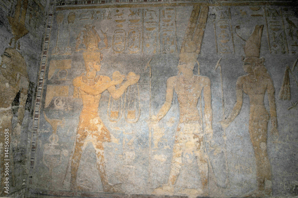 Paintings inside the Hathor temple  of the Jebel Barkal mountain.
