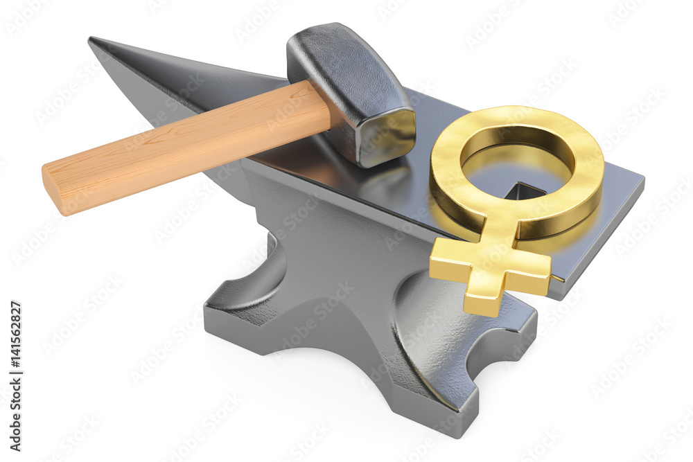anvil with female gander symbol, 3D rendering anvil with female gander symbol, 3D rendering