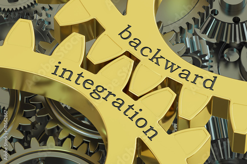 Εκτύπωση καμβά backward integration concept on the gearwheels, 3D rendering