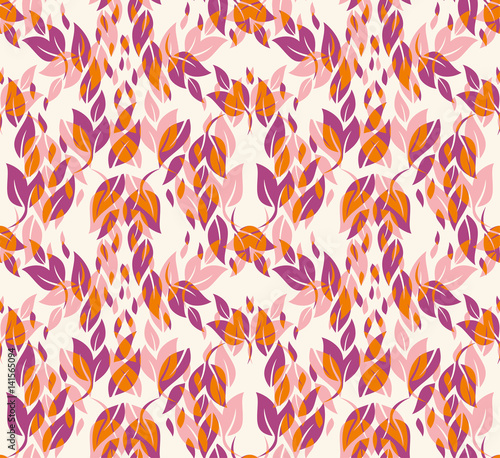 Seamless pattern leaves. Flat vector template.