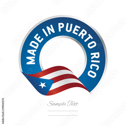 Made in Puerto Rico flag blue color label logo icon