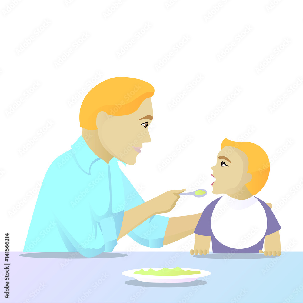 Fototapeta premium father feeding child
