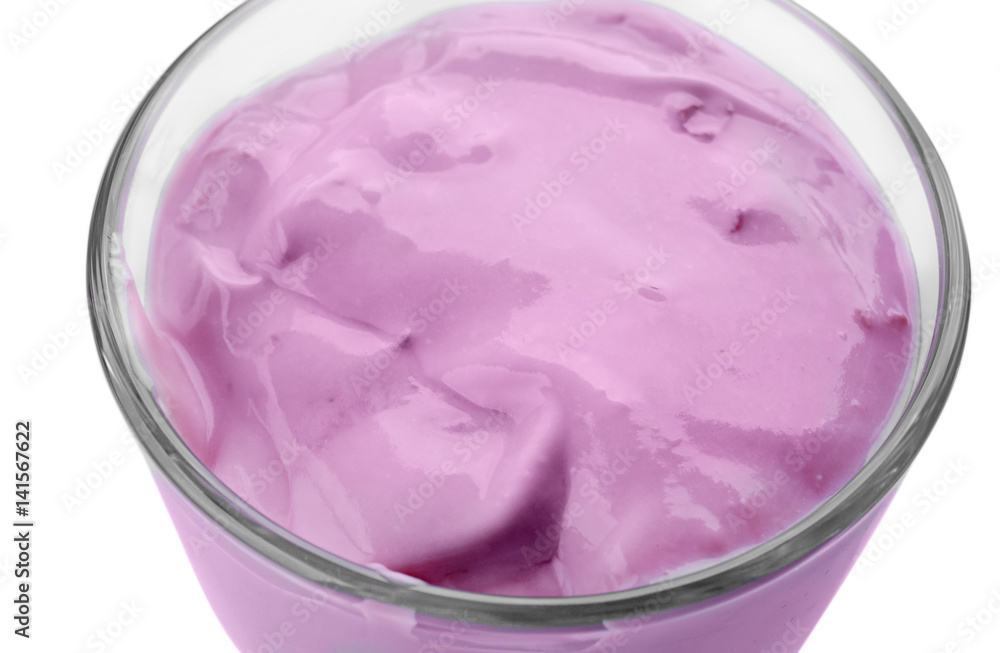 Glass of delicious yogurt, closeup Glass of delicious yogurt, closeup