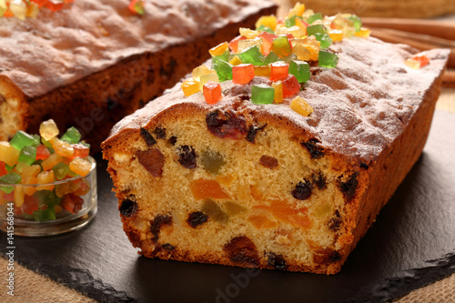 Homemade easter fruit cake with icing