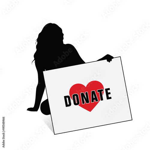 donate card with girl silhouette illustration