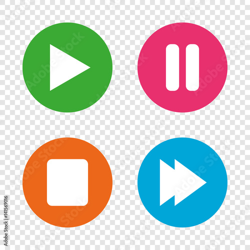 Player navigation icons. Play, stop and pause.