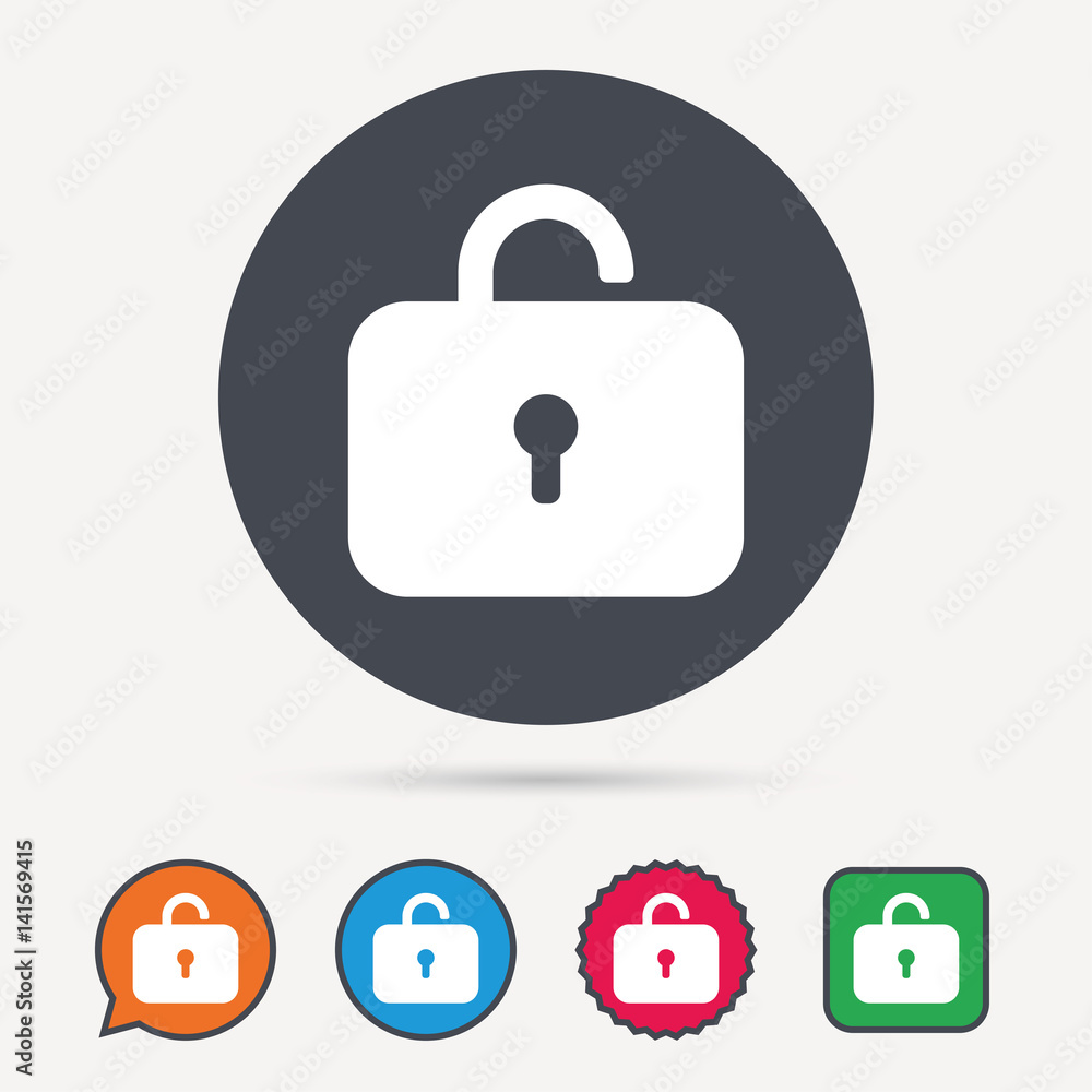Lock icon. Privacy locker sign. Private access symbol. Circle, speech bubble and star buttons. Flat web icons. Vector Lock icon. Privacy locker sign. Private access symbol. Circle, speech bubble and star buttons. Flat web icons. Vector