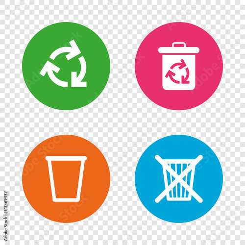 Recycle bin icons. Reuse or reduce symbol.