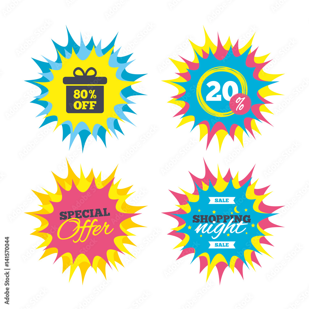 Fototapeta premium 80 percent sale gift box tag sign icon.