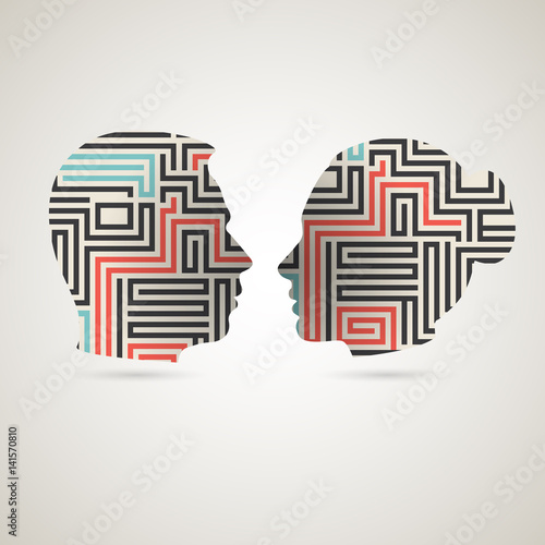 Silhouette head man and woman psychology relationship11