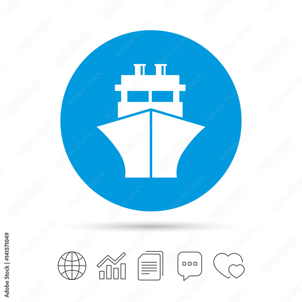 Ship or boat sign icon. Shipping delivery symbol. Ship or boat sign icon. Shipping delivery symbol.