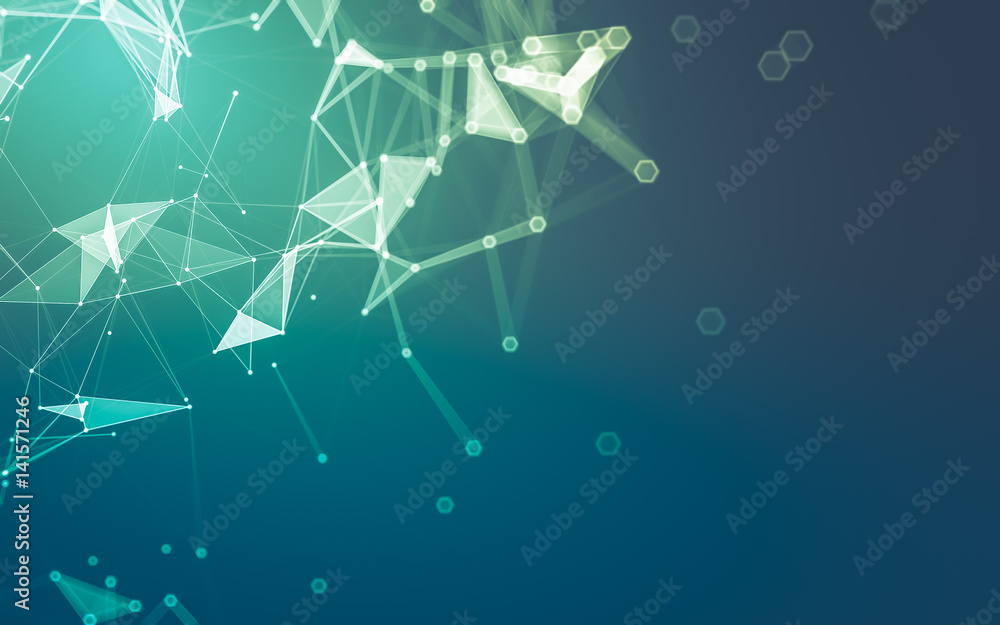 Abstract polygonal space low poly dark background, 3d rendering